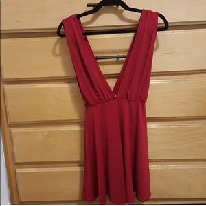 Deep V Urban Outfitters Red Dress